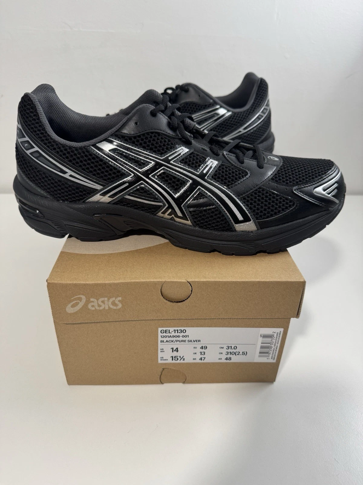 ASICS Gel-1130 Black Pure Silver Men’s Size 14 / Women’s 15.5 1201A906-001 NEW