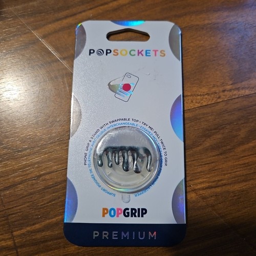 Pop Socket Pop Grip Chrome Drip Silver Premium Phone Grip & Stand Swappable Top - 第 1/5 張圖片