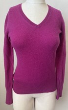 Apt 9 100 Cashmere V-neck Pullover Sweater Women's S Fuchsia Pink Pin Luxury