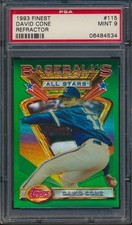 1993 FINEST BASEBALL #115 DAVID CONE REFRACTOR PSA 9 MINT