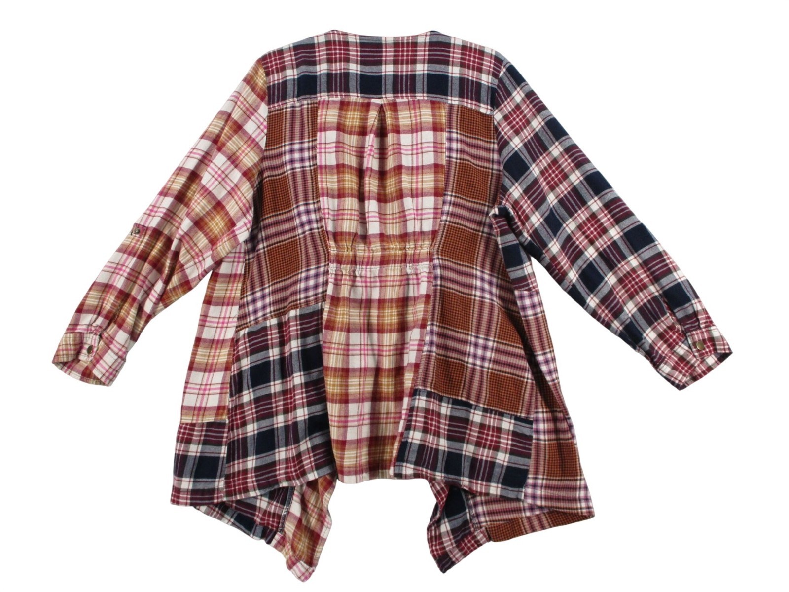 Patchwork Plaid Open-Front Cardigan Coatigan Jack… - image 7