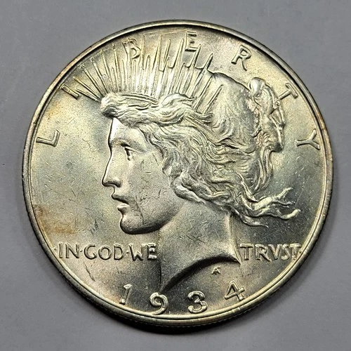 1934 D $1 Peace Silver Dollar High Grade UNC Detail Small Scratches Denver *M519