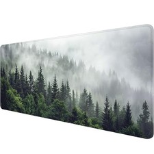 Misty Forest Gaming Mouse Pad Desk Pad Nature Fir Tree Woodland Large Gaming ...