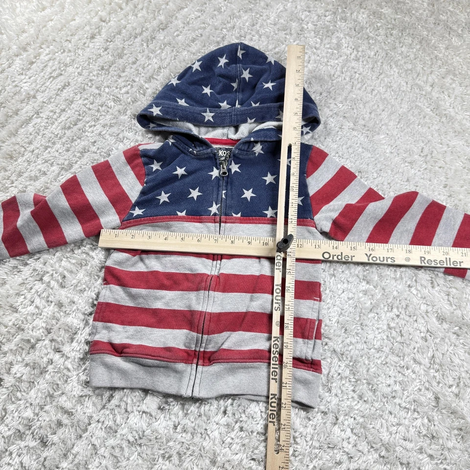 Vintage OshKosh B'gosh Hoodie Boys 5 Stars Stripes USA Flag Merica Y2K Party - Image 4 of 4
