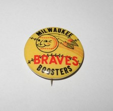 1957 Baseball Milwaukee Braves World Series National League Champion Pin Booster