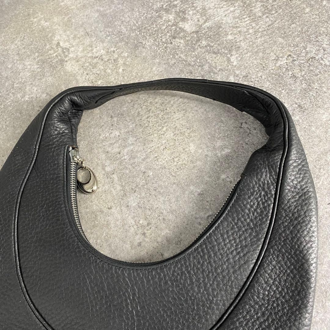 Bvlgari Ascot Hobo Shoulder Bag Handbag Leather Black Noir Women