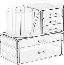 Clear Acrylic Makeup Organizers for Vanity,Countertop,3 Pack Make up Drawer Orga