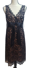 Eliza J New York Black Lace Overlay Dress Women's 10 Sleeveless Back Zip Lined
