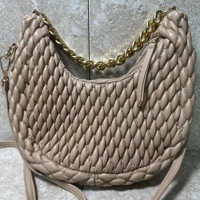 Urban Expressions Periwinkle Beige Quilted Shoulder Bag Chain & Shoulder Straps
