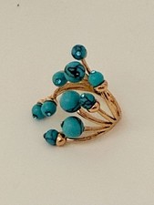 Turquoise Bead Statement Ring Size 7