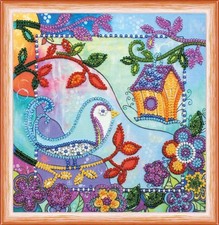 Bead Embroidery Kit "Spring for birds" Beaded Stitching Beadwork