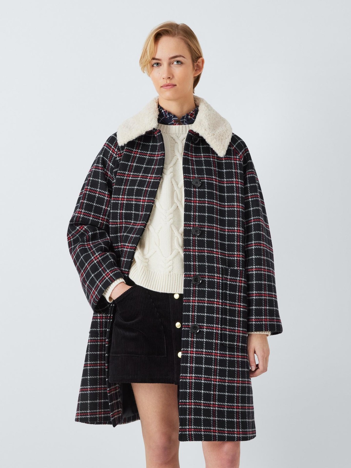 BNWT Barbour Tomorrow's Archive Cartmel Check Wool Coat, Navy/Red Sz:M RRP:£389