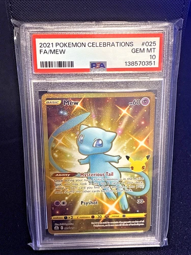 Pokemon PSA 10 Mew (Secret) Celebrations 025 Holo Secret Rare Gold No. 138570351
