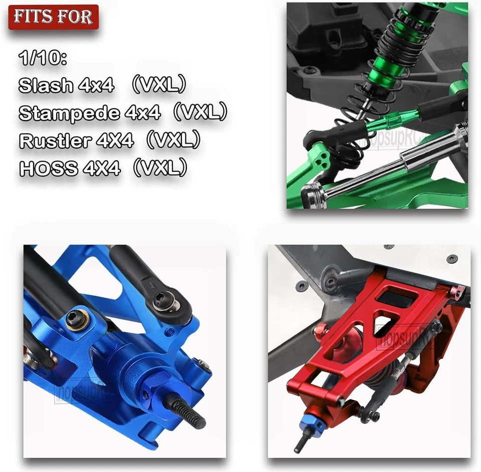 High-Performance Aluminum and Steel Upgrade Parts for RC Slash 4x4 Models, Red - Image 4 of 4
