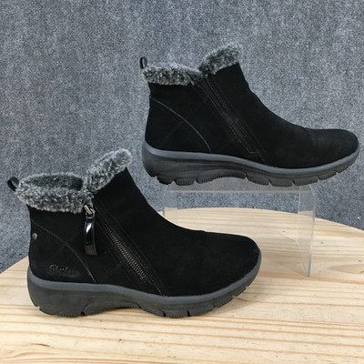 Skechers Boots Womens 8.5 Easy Going-High Zip Side Zip Ankle Boot 167108 Black