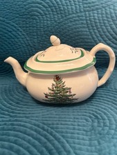 Vintage Spode  Tea Pot w/ Lid Christmas Tree 7" Made in England
