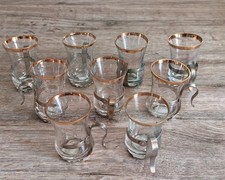 9x UdSSR Podstakannik Teegläser Dailrade Riga 1984 Goldrand Vintage