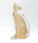 Vintage Murano Glass 7.4" Archimede Seguso 24k Gold Cat Figurine/Sculpture