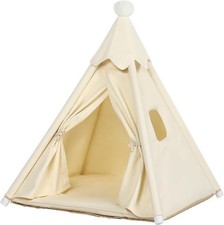 Pet Teepee Tent House for Small Dogs  Large Cats Small Dog House White
