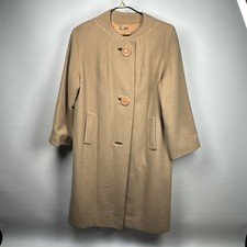 Vintage 60s 100 Cashmere Coat Luscious Cream Ivory Trench Womens M/L