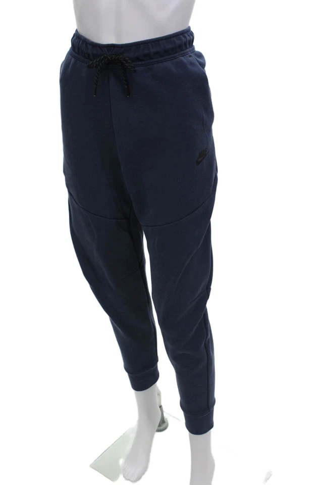 Pantalones deportivos Nike para mujer tiro alto con cordón azul algodón talla mediana Foto 2 de 4