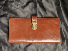 Vintage Envelope Brown Leather Slim Passport Travel Wallet 9 x 4.5
