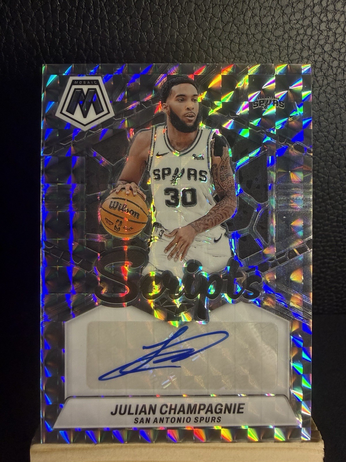 Panini 2023-24 Mosaic Julian Champagnie Scripts Prizm Auto #MS-CHM Spurs