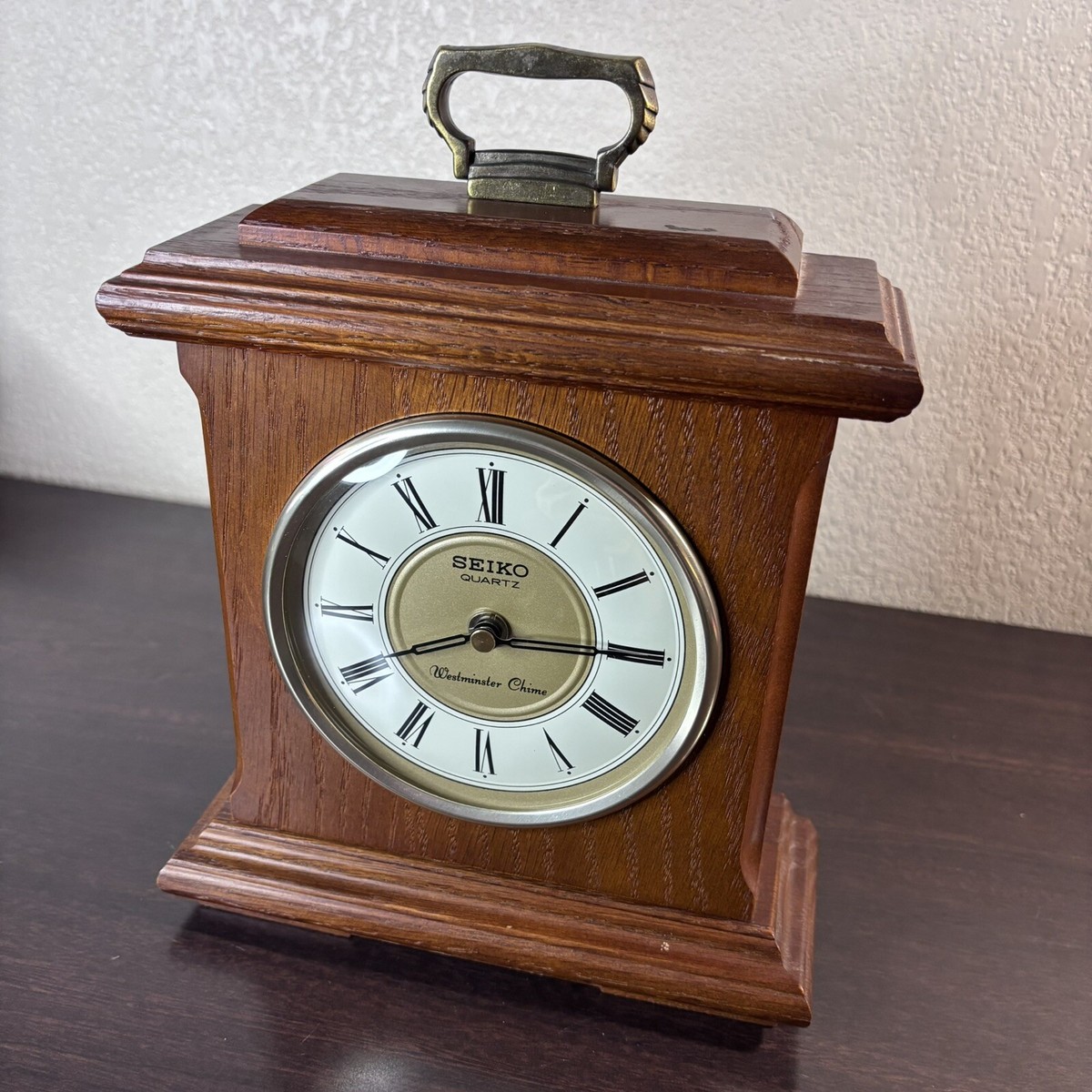 Vintage Seiko Quartz Westminster Chime Wooden Oak Desk Clock | eBay