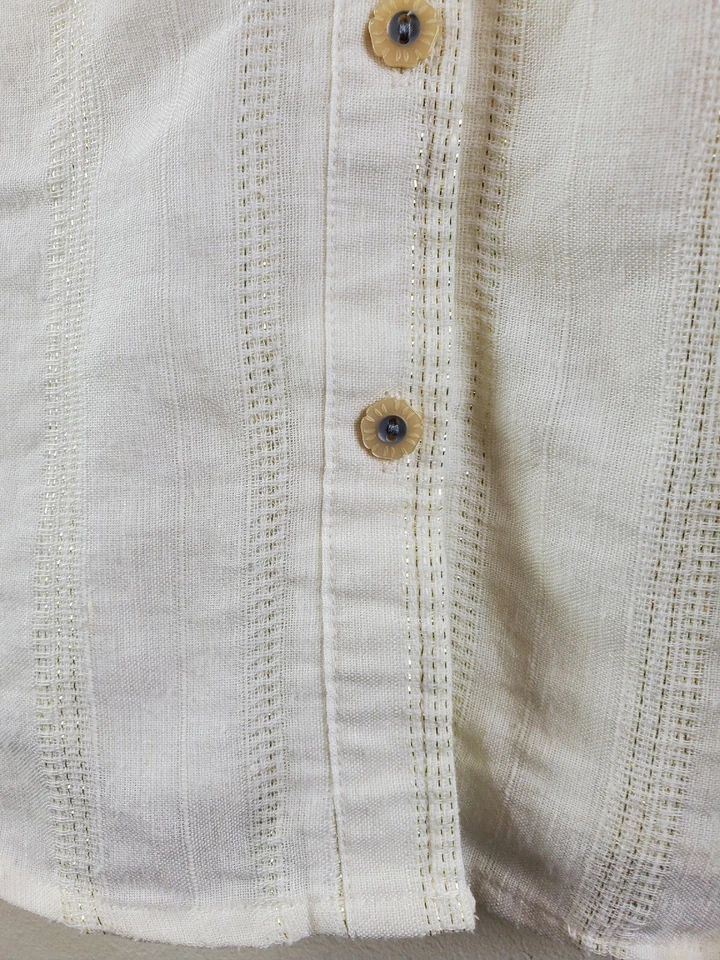Топ женский Edme & Esyllte 6 белая льняная смесь /4 рукава туника на пуговицах маленький - Изображение 3 из 4