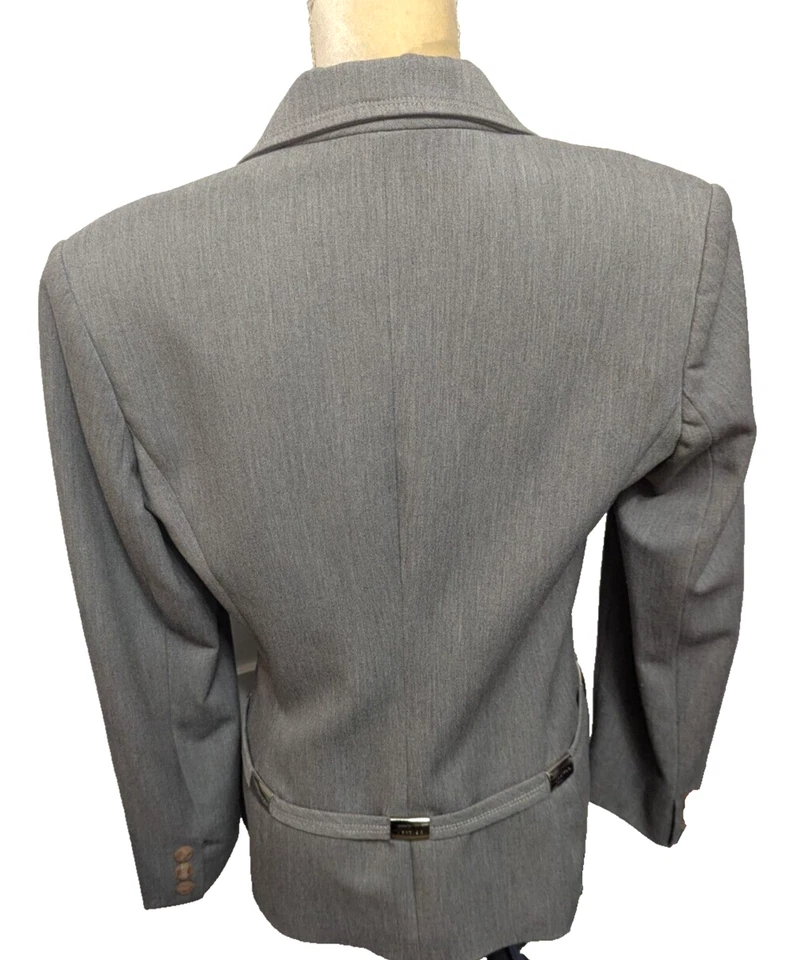 Paris France Vertigo gray fitted blazer jacket size M polyester blend lined - Image 2 of 4