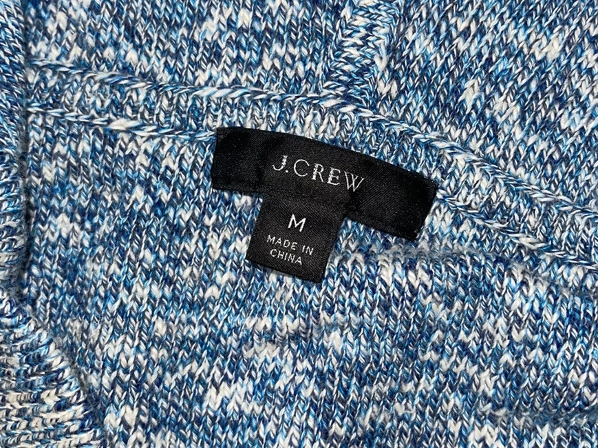 J. Sudadera con capucha azul jaspeado talla M Crew para mujer manga larga ribete naranja cuello en V Foto 3 de 4