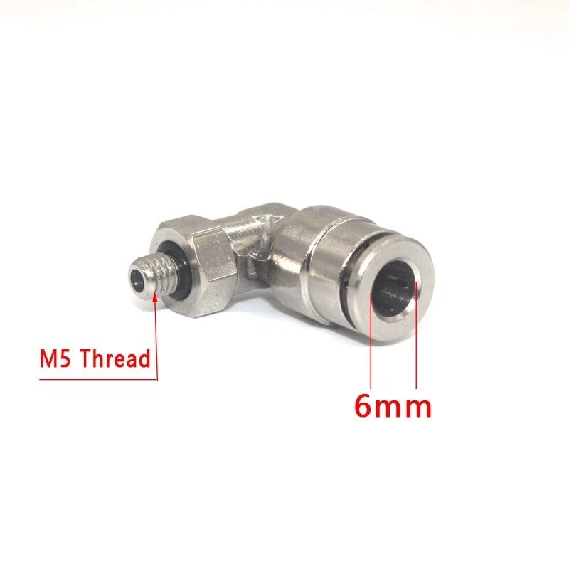 Pneumatic Connector 6mm Hose OD M5 Male Thread Tube Elbow Fitting 5Pcs   - Image 3 of 4