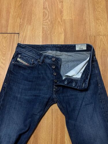 Diesel Industry Jeans Mens 30x32 Regular Straight Viker Denim Blue Button Fly