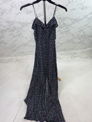 black floral spaghetti string dress