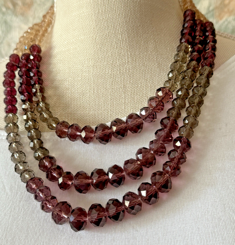 Talbots Necklace Triple Strand Glass Stone Beads Earth Tones - Picture 6 of 20