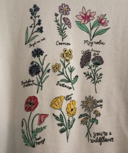 Kim ROGERS Size Large white with garden Flowers, long sleeve Preowned, Excellent - Picture 2 of 8