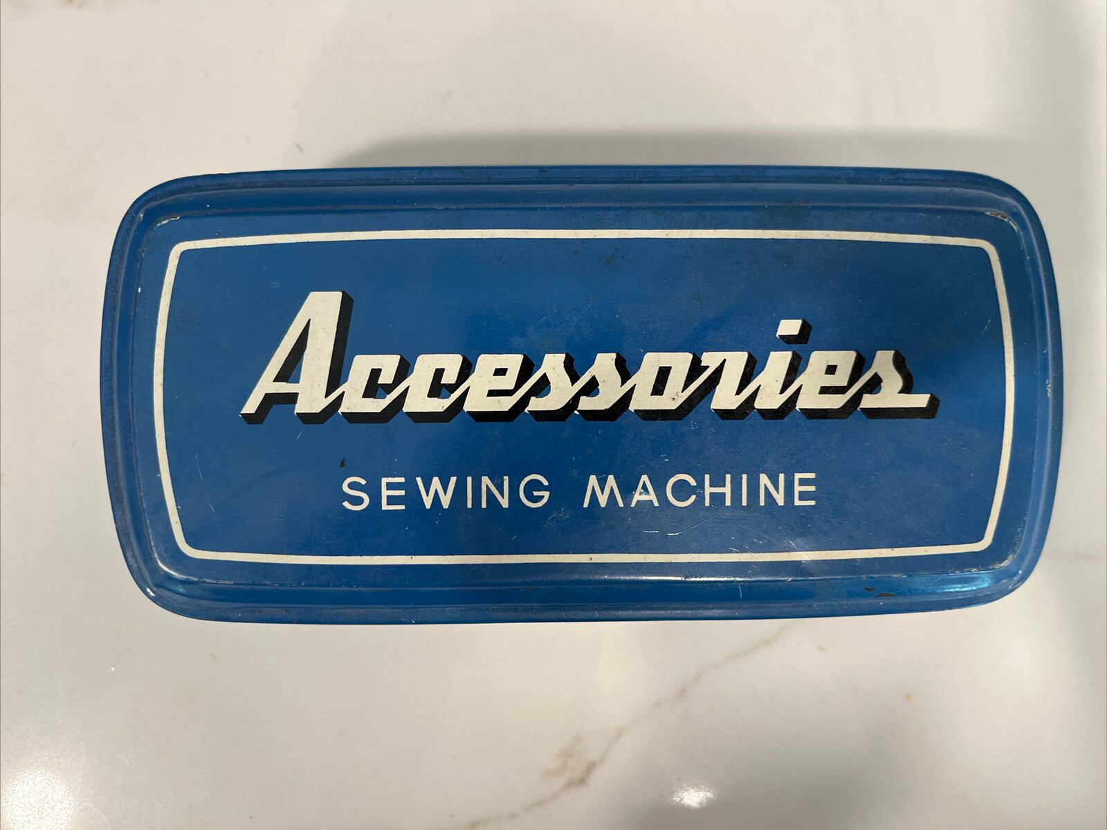 Vintage Blue Metal Sewing Machine Accessories Box With Accessories eBay