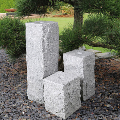 3er Granit SäulenSet für DIY Springbrunnen Wasserspiel Stein Brunnen selberbauen