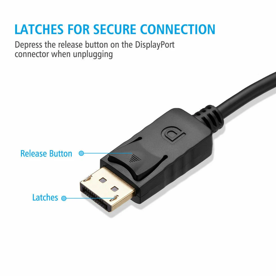 6FT Display Port DP to HDMI Cable Adapter Converter Audio Video PC HDTV 1080P US - Image 4 of 4
