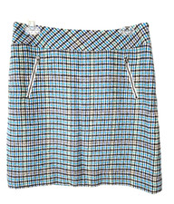 Talbots Petites Blue Black Beige Plaid Lined Skirt Size 6 Petites