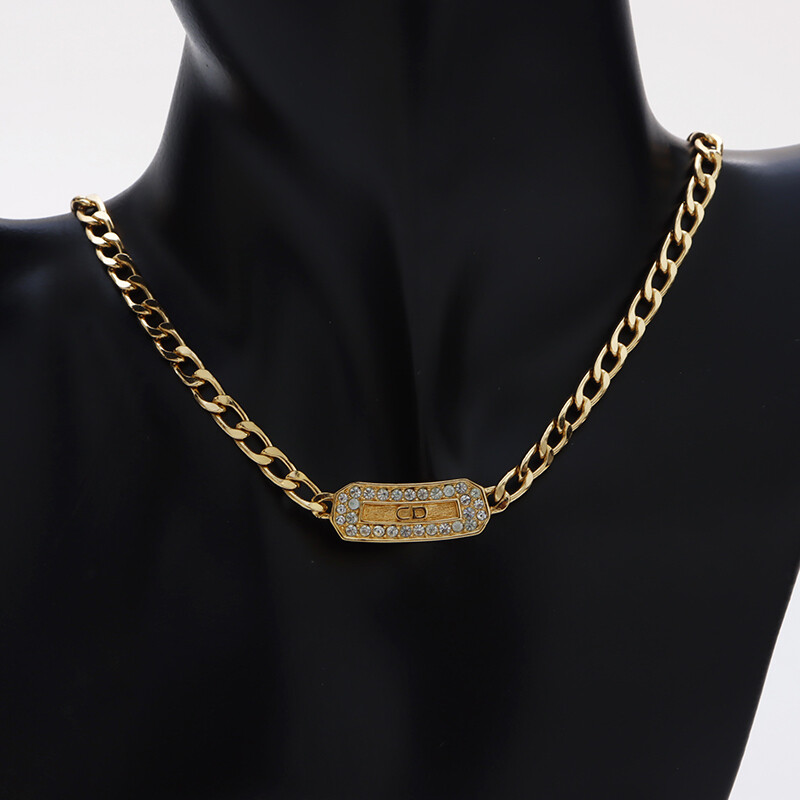 アクセサリー Christian Dior Logo CD Gold necklace Rare Vintage Christian Dior Logo Necklace CD Necklace Gold