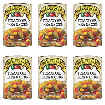 6 Pack Margaret Holmes Tomatoes Okra & Corn 14.5oz Can Soup Starter