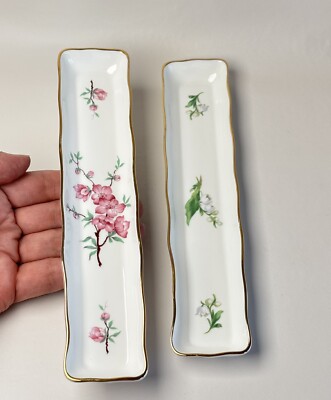 2 Oakley China Ltd Trays Trinket Dish Vintage Bone China Floral