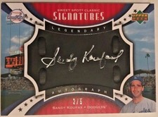 2007 UD Sweet Spot Sandy Koufax Black Glove SILVER AUTOGRAPH /5 💎HOF LEGEND