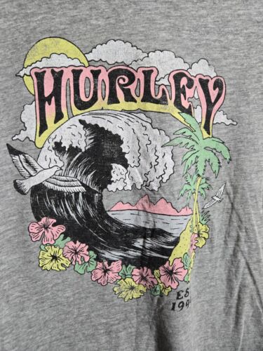 Canotta Hurley ragazza taglia media grigia surf skate spiaggia onde t-shirt retrò vintage - Foto 3 di 10