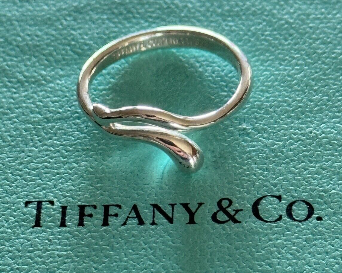 Tiffany & Co. Elsa Peretti Tear Drop Snake  Ring Sterling Silver 925   Size 7 US