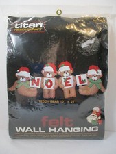 Titan Needlecraft Felt Wall Hanging Noel Teddy Bears Sealed New 1983 Vintage