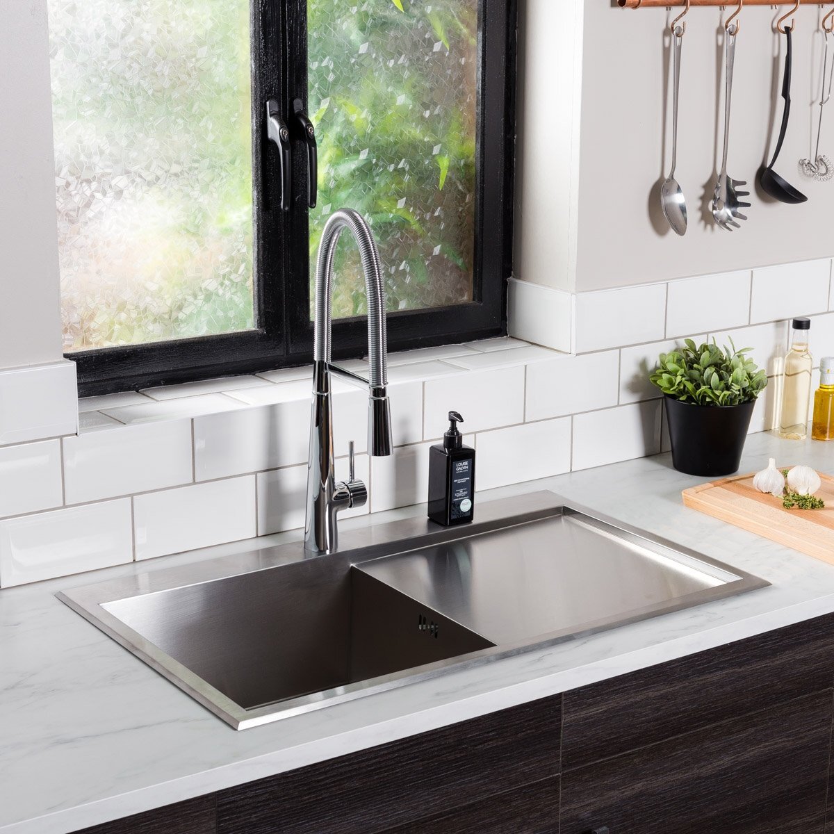 Design Inset Kitchen Sink Right Hand drainer 1.2mm ST/ST 860x510x200mm