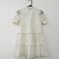 VTG Union Tag Girls White Lace Boho 70's Wedding Party Dress Sz 8 USA Made