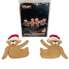 Vintage Titan Needlecraft Noel Teddy Bear Felt Wall Hanging Kit 272 - Started
